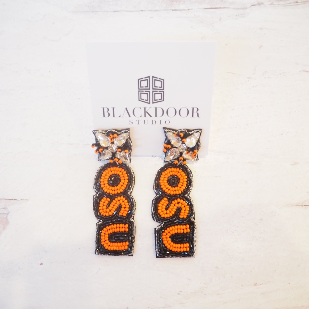 Beaded Oklahoma State University Collegiate Game Day Earrings